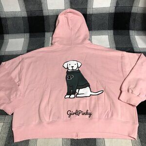 VS PINK CHALK ROSE FULL ZIP SWEATSHIRT WITH PINK DOG IN LIMITED EDITION